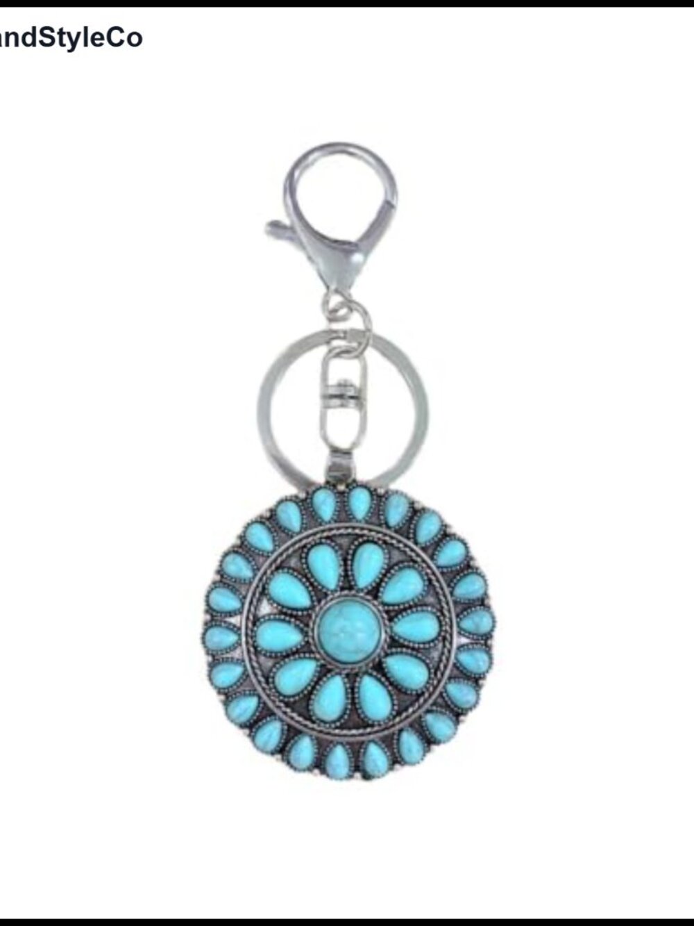 Western Concho Keychain Faux Turquoise Resin Bag Charm